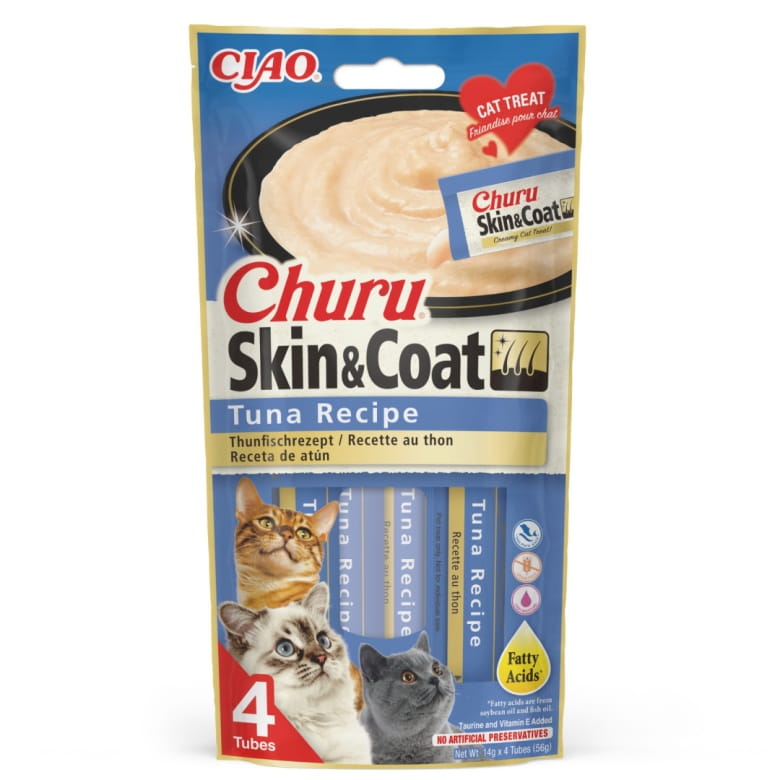 INABA Churu Skin Coat Tuna - przysmaki piękna sierść i zdrowa skóra tuńczyk- 4x14g