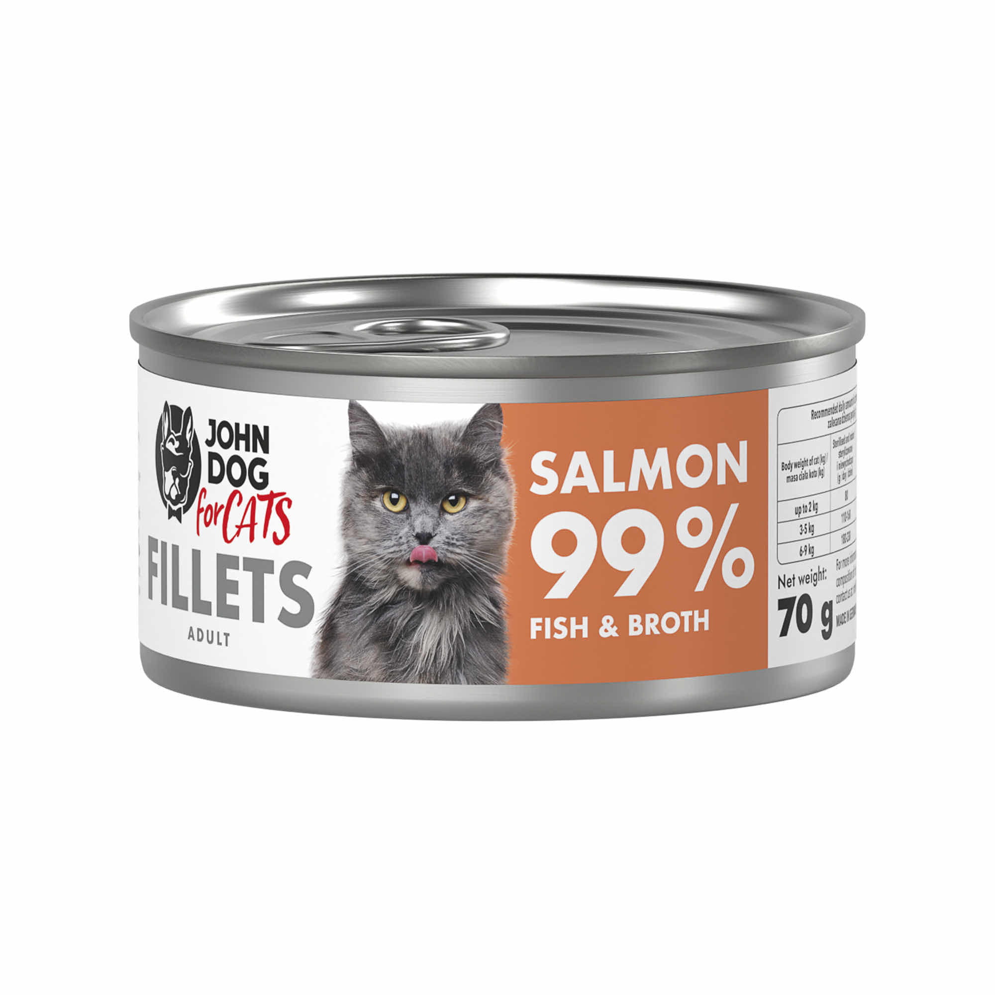 Monobiałkowa karma mokra dla kota Łosoś Filety John Dog for Cats 70g