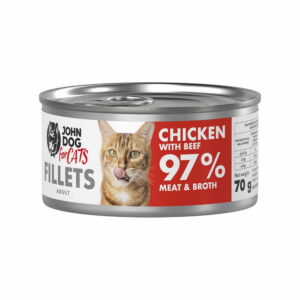 Karma mokra dla kota Kurczak z wołowiną Filety John Dog for Cats 70G