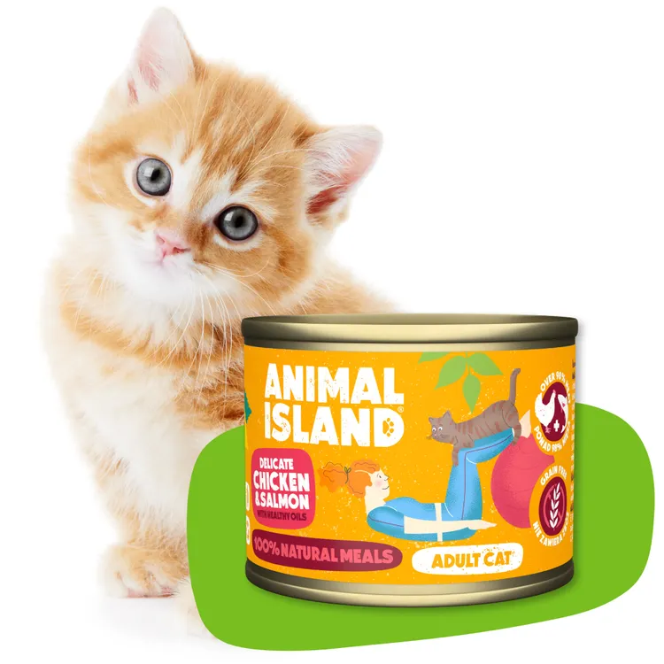 ANIMAL ISLAND Kurczak z łososiem – mokra karma dla kota – 200g