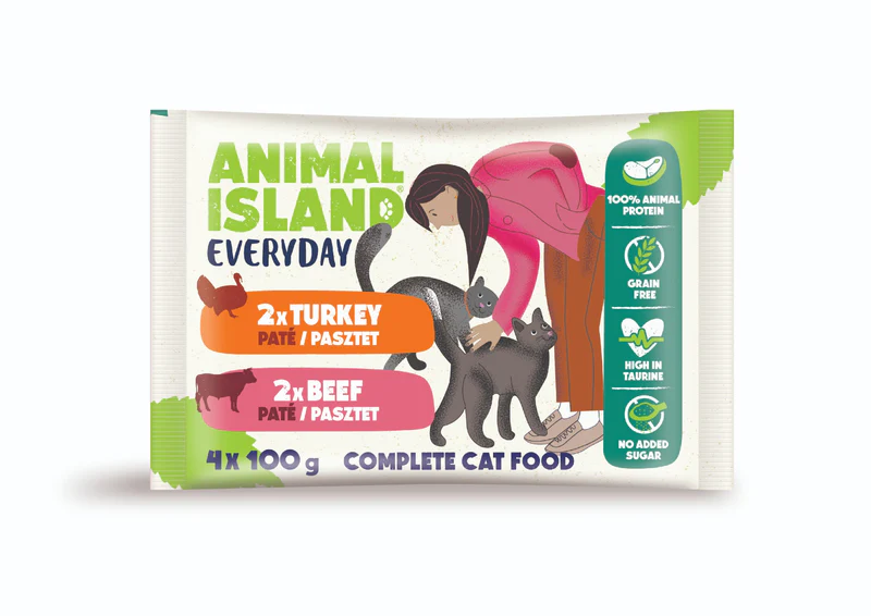 ANIMAL ISLAND Everyday 2x Wołowina 2x Indyk (PASZTET) czteropak 4x85g
