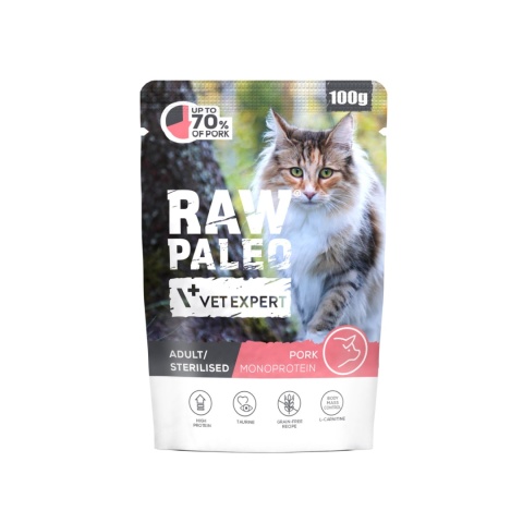 Vet Expert RAW PALEO Sterilised Wieprzowina dla sterylizowanych 100g